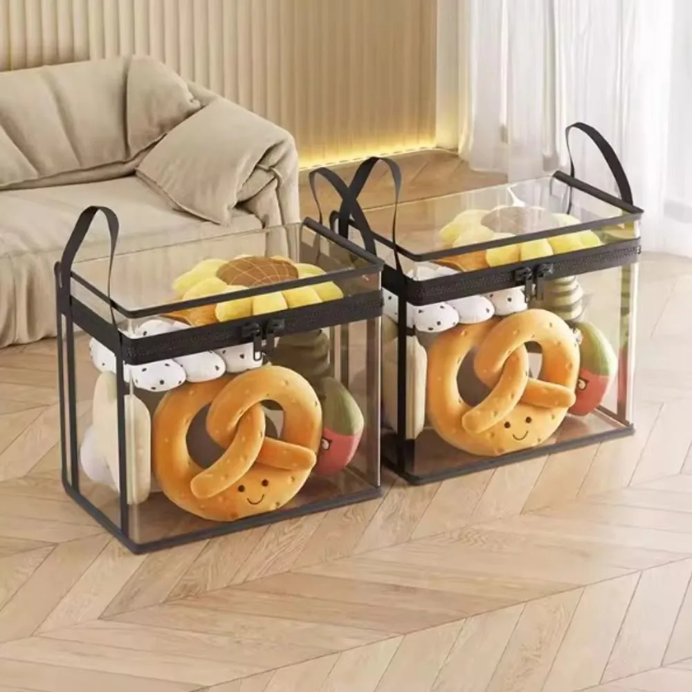 Transparent Storage Bag Large Capacity With Handle Storage Organizer Box Stackable Moisture-proof Storage Case Home Storage