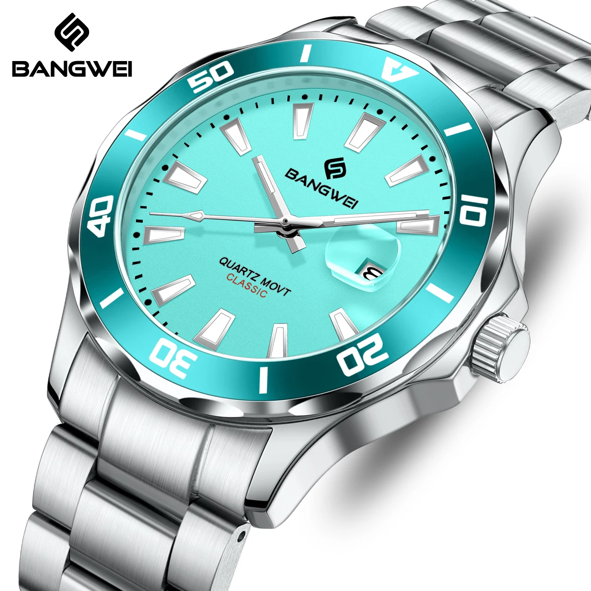 New BANGWEI Luxury Men Watches Business Luminous Waterproof Male Clock Calendar Man Quartz Wristwatches Relogio Masculino+Box