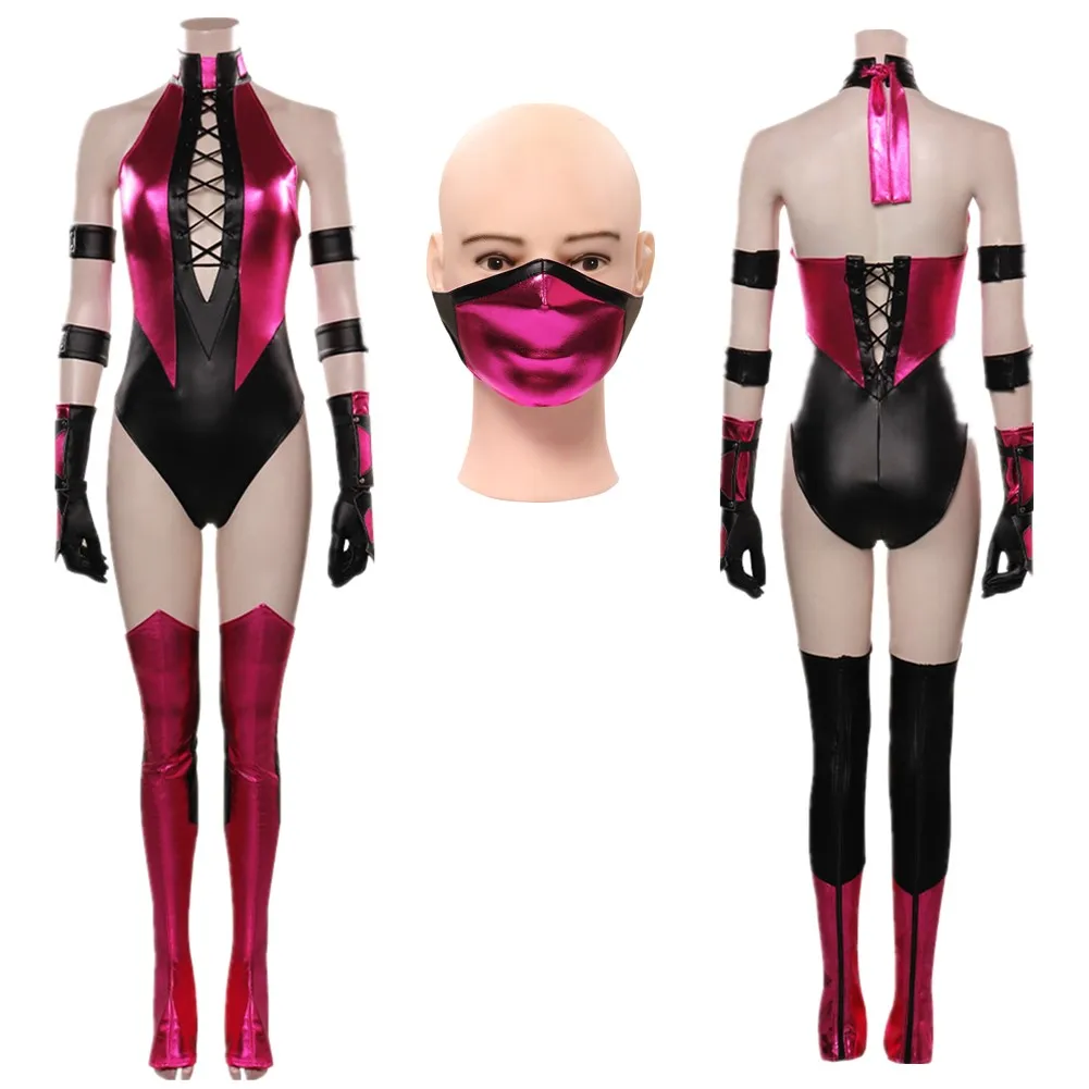 Adult Mileena Princess Mortal Kombat Cosplay Costume Sexy Jumpsuit Swimwear Mask Women Fantasy Outfit Halloween Carnival Suit