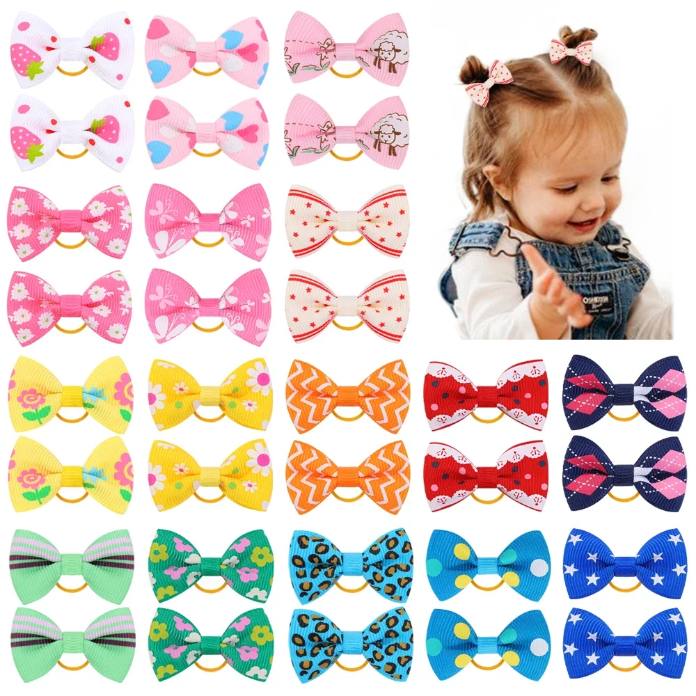 10Pcs/Set Mini Bows Elastic Hair Bands Cute Girls Nylon Rubber Band Hair Rope Ponytail Holder Headwear Kids Accessories For Hair