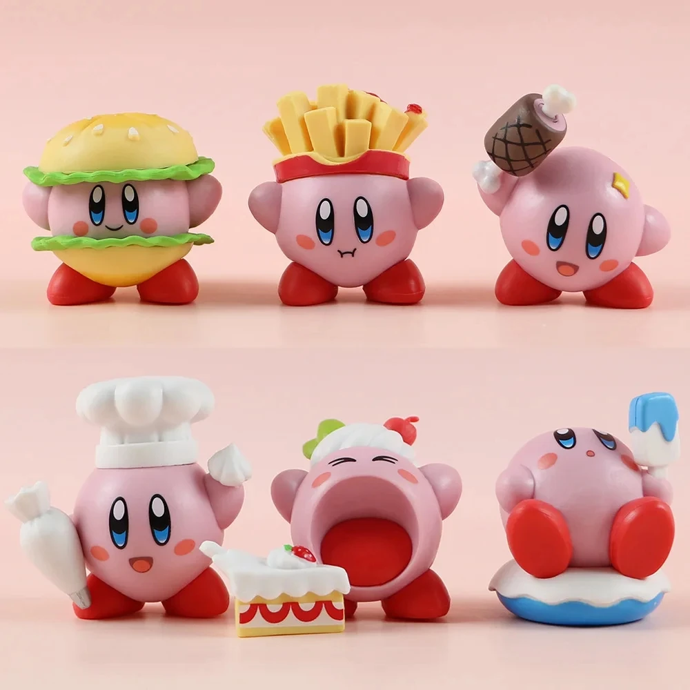 6 unids/set Kirby pastel decoración comida vinilo muñeca figura juguetes regalos para niños
