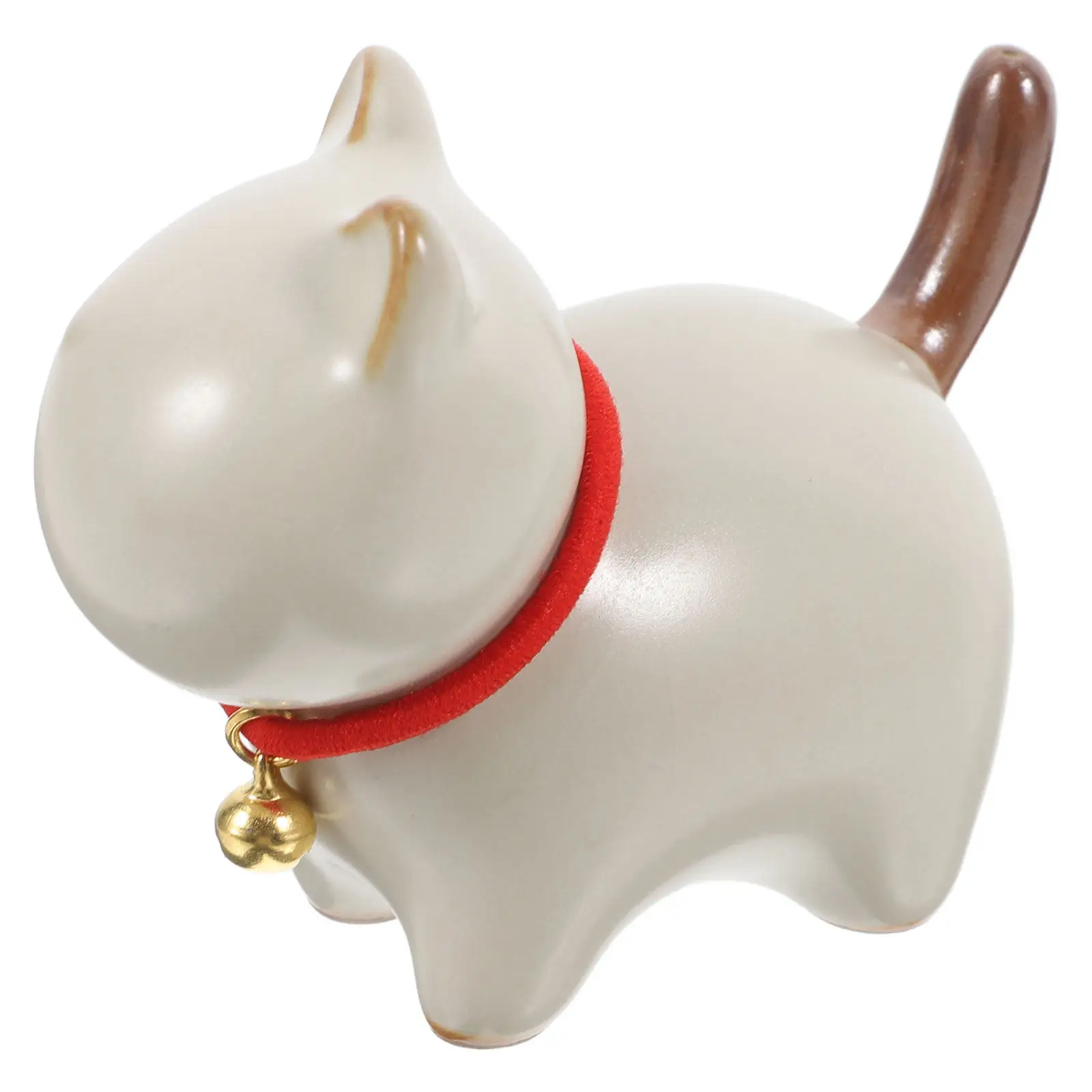 Cute Ceramic Cat Tea Pet for Desk Study Office Decor Micro Landscape Fish Tank Arrangement Calligraphy Brush Rest Writing Tool