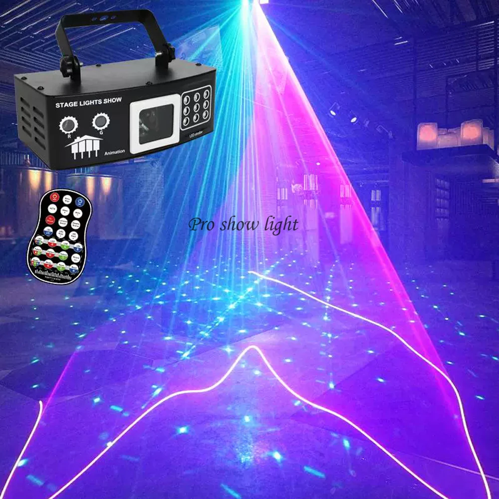 DJ Disco Laser Light 3IN1 Effect Party Laser Light Projector DMX Control LED Purple Lights Stage Strobe Light For Club Dance Bar