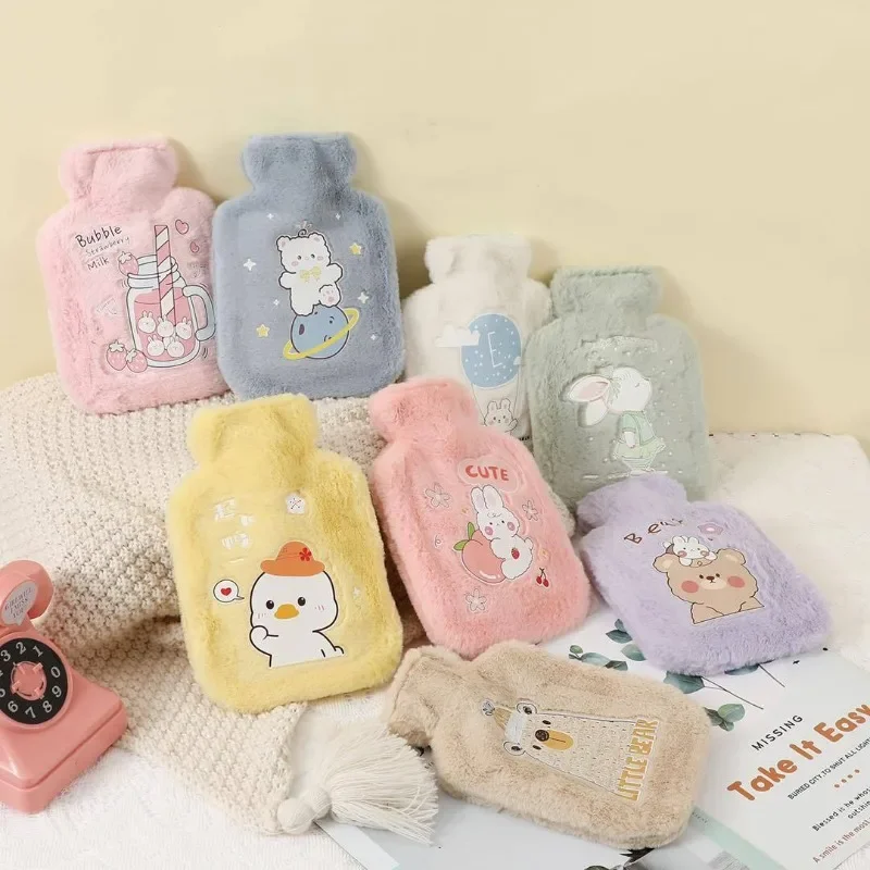 

1000ML bouillotte Hot Water Bottle Plush Cartoon Kawaii Bear Kat Rabbit Animal Pattern Thick Hot Water Bag Hand Feet Winter Warm