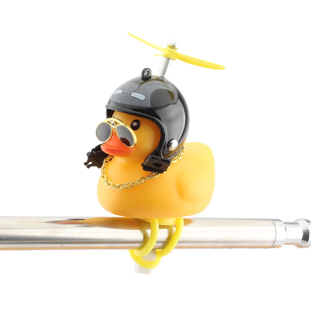 Motorcycle Accessories Cute Duck with Propeller Helmet Broken Wind Rubber Duck Toy Car Bicycle Small Yellow Duck Decor Ornaments