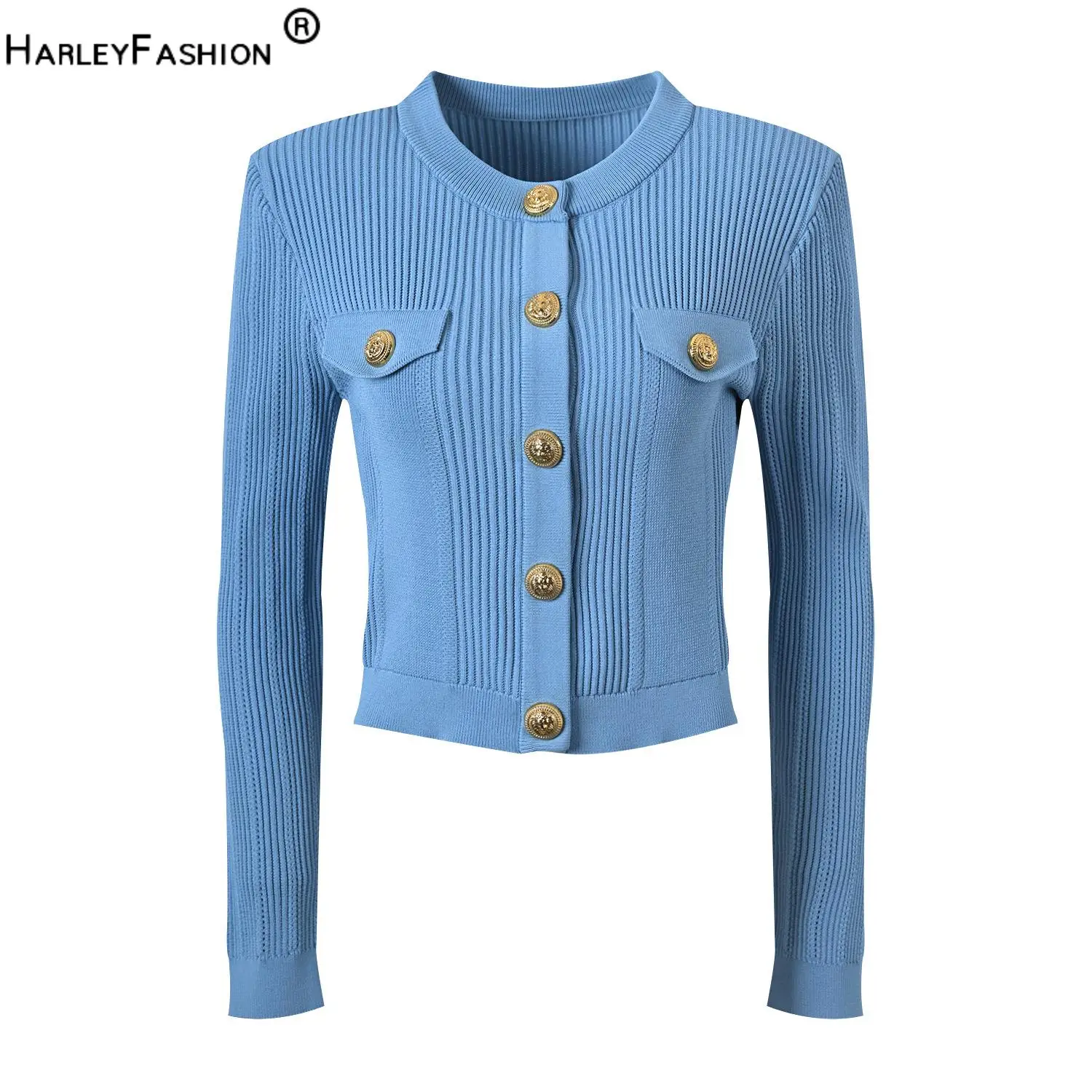 2024 Newest French Style Spring Women Solid O-neckline Coat Design Knitted Office Lady Slim Fitted Single-breasted Cardigan