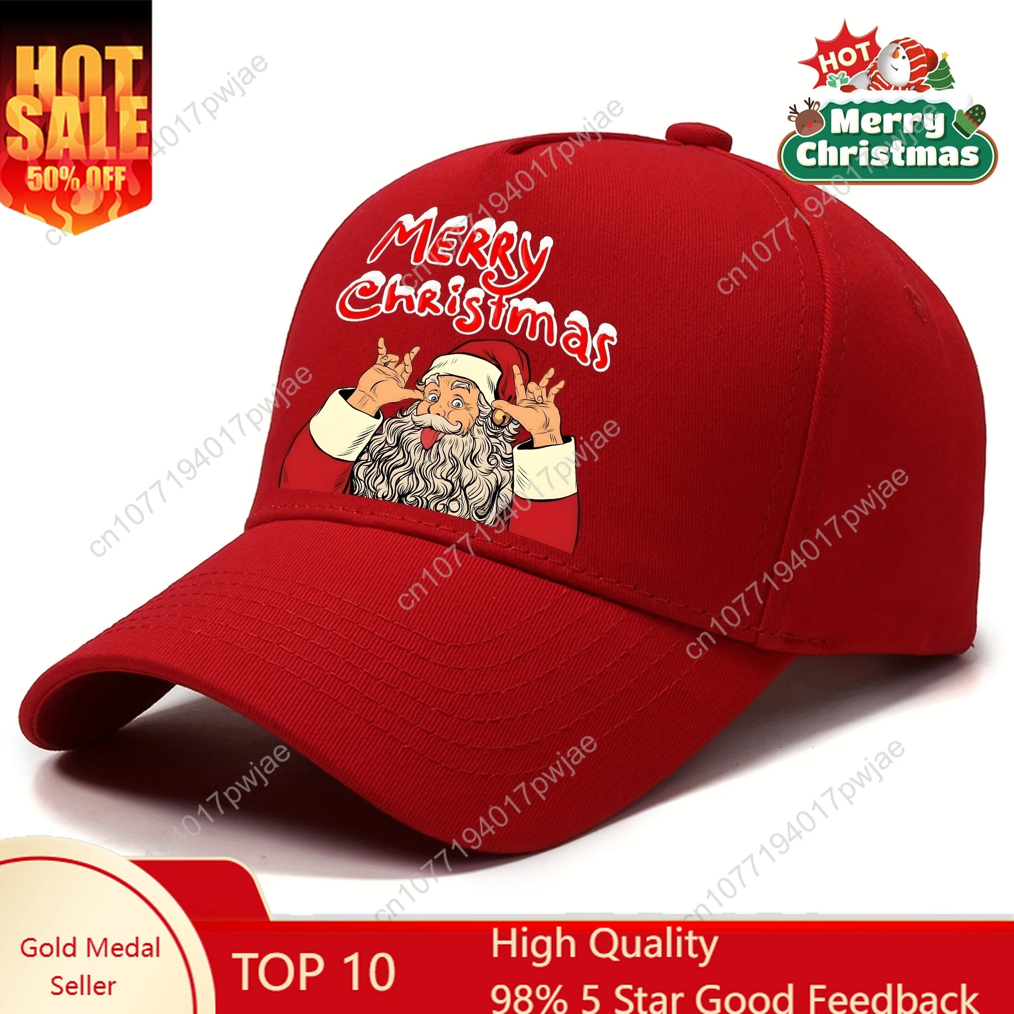 

Adjustable Santa Claus Christmas Baseball Cap - Funky Polyester, Long Brim, Street Hip-Hop Style in Black, Blue, Red, Orange wit