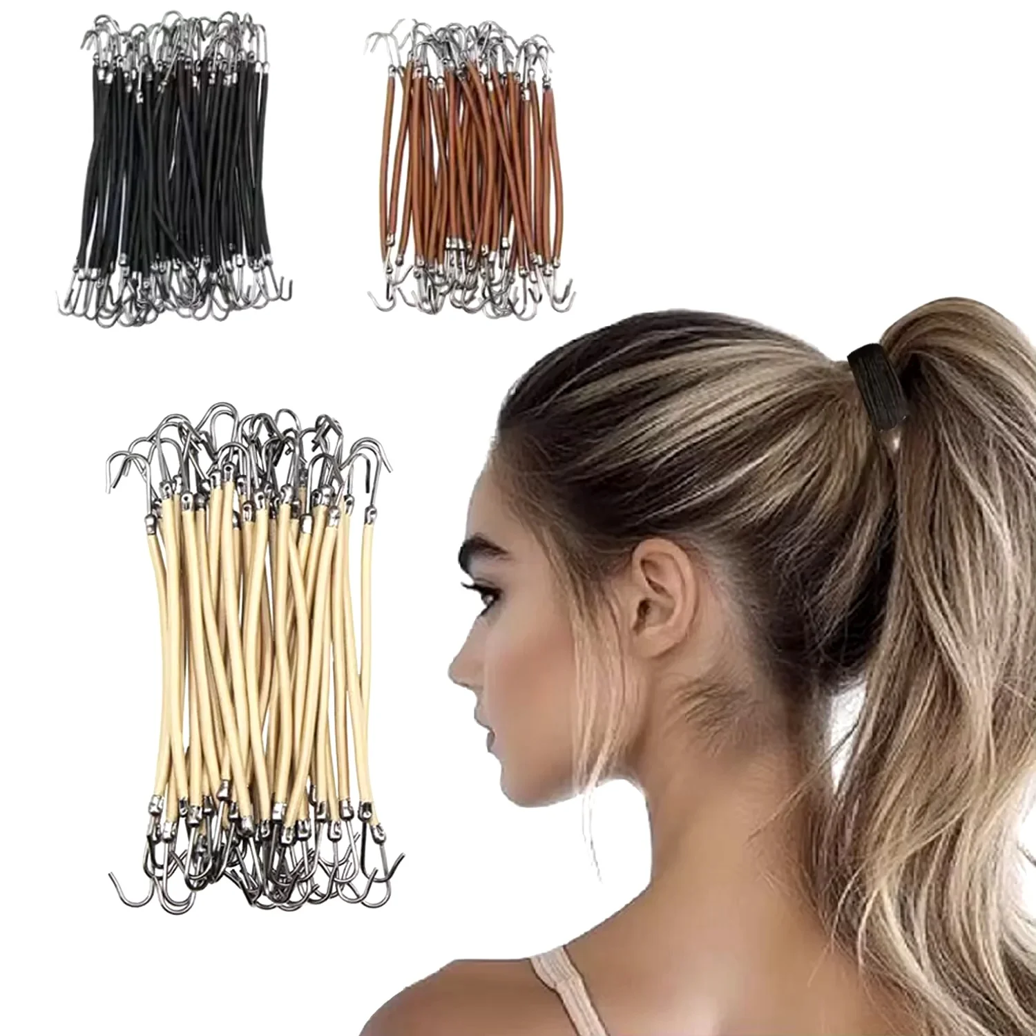 Ponytail Elastic Hair Bands with Gum Hooks