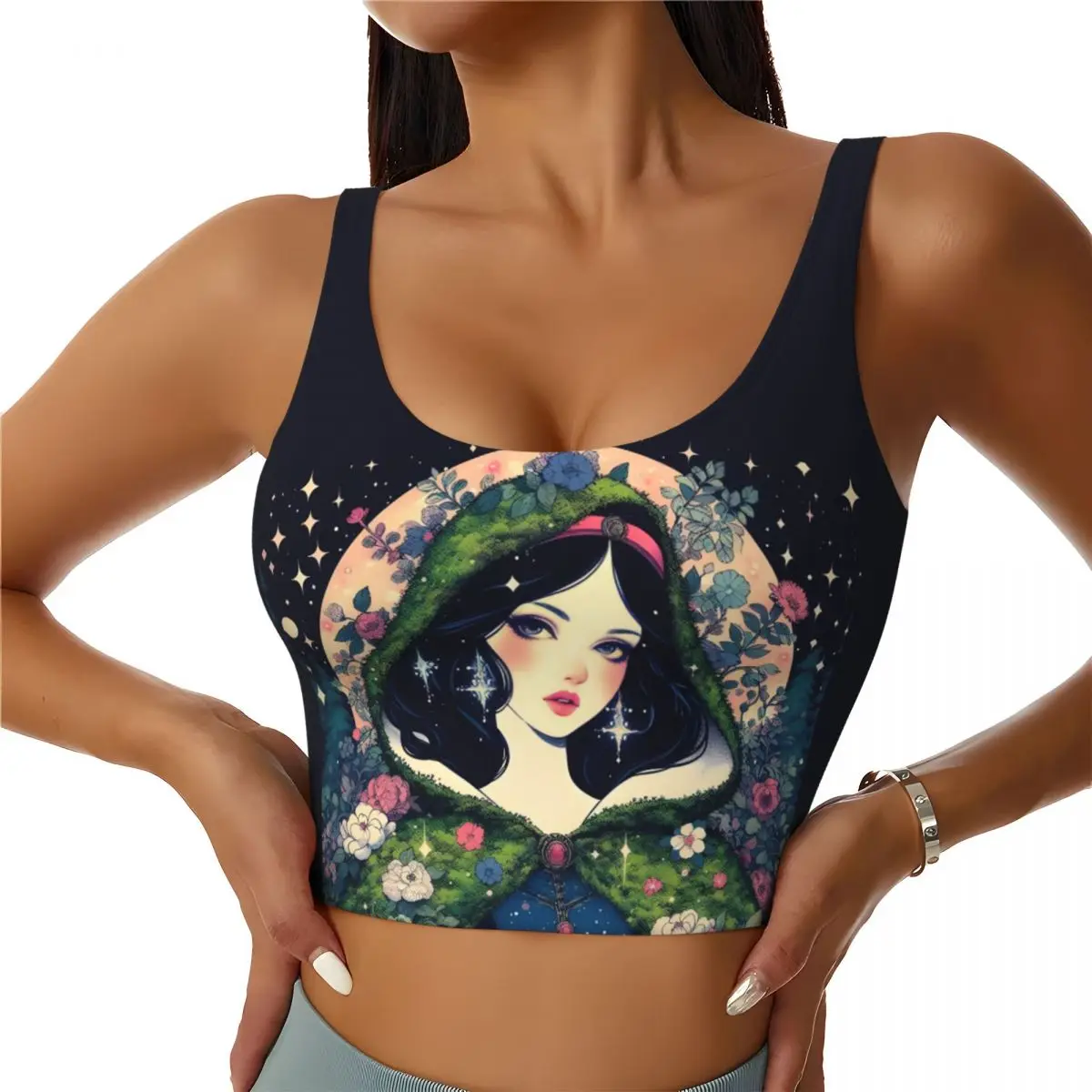 

Custom Snow White And The Seven Dwarfs Workout Crop Tank Tops Women Running Sports Bras