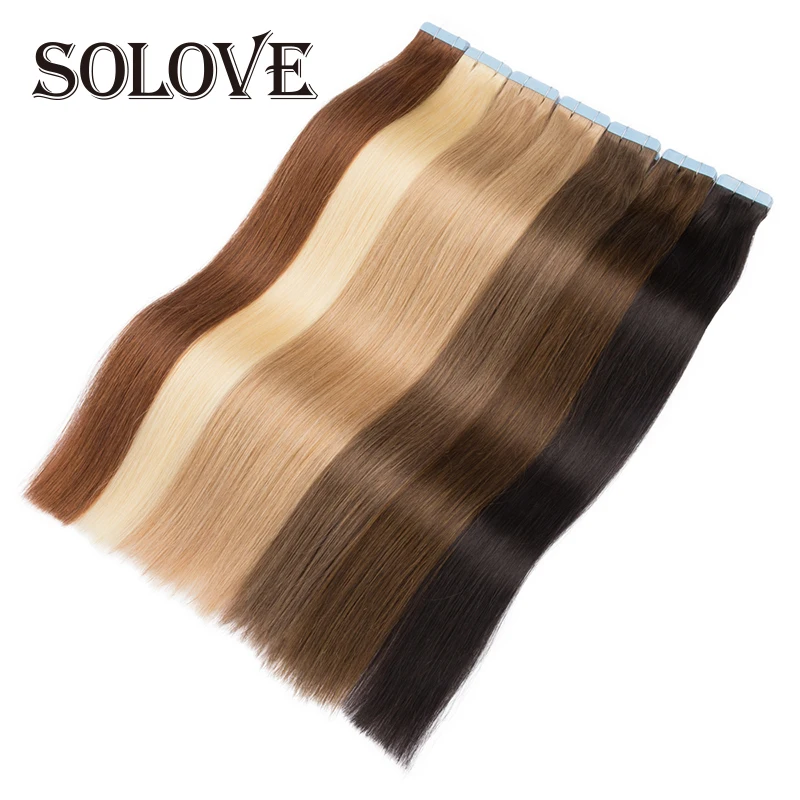 

Solove Silky Straight Tape in Hair Extensions Real Human Hair #613 #grey Seamless Skin Weft Tape in Hair Extensions 2.5g/pc 20pc