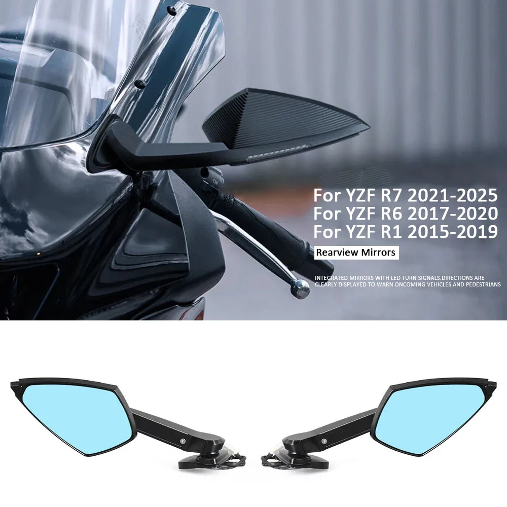 

For Yamaha YZFR7 YZF-R7 21-25 YZF R6 17-20 YZF R1 15-19 Motorcycle Rearview Mirrors Rear View Mirror Turn Signal Light YZF R7