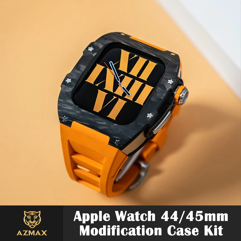 Carbon Fiber Material Strap for Apple Watch, iWatch Band, Luxury Case, S9, 8, 7, 6, 5, 4, SE Series, 44mm, 45mm, Novo, 2022