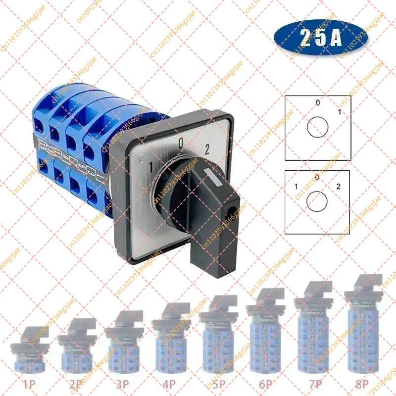 LW28-25 Changeover Cam Switch 25A 690V Silver Contact 1-8 Poles 2/3 Positions Rotary Selector, Replacement Part