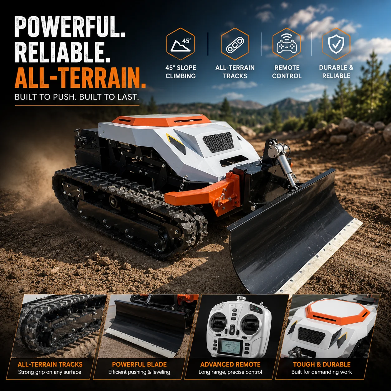 

Wholesale Price Smart RC Lawn Mower Adjustable Cutting Height Remote Control Garden Mower