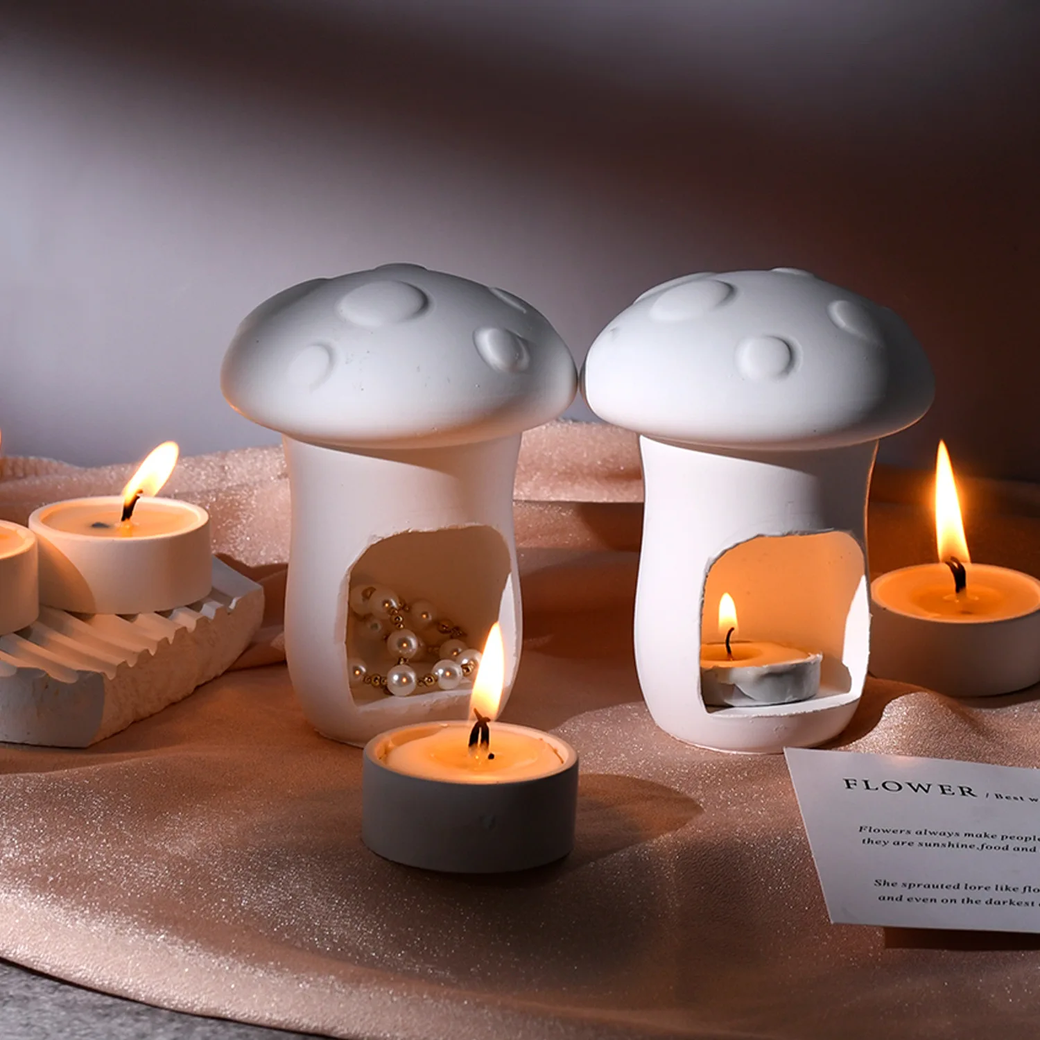 

Creative Mushroom Holder Silicone Reusable Tealight Stand Mold Diy Making High Temp Resistant Easy Demolding Fine