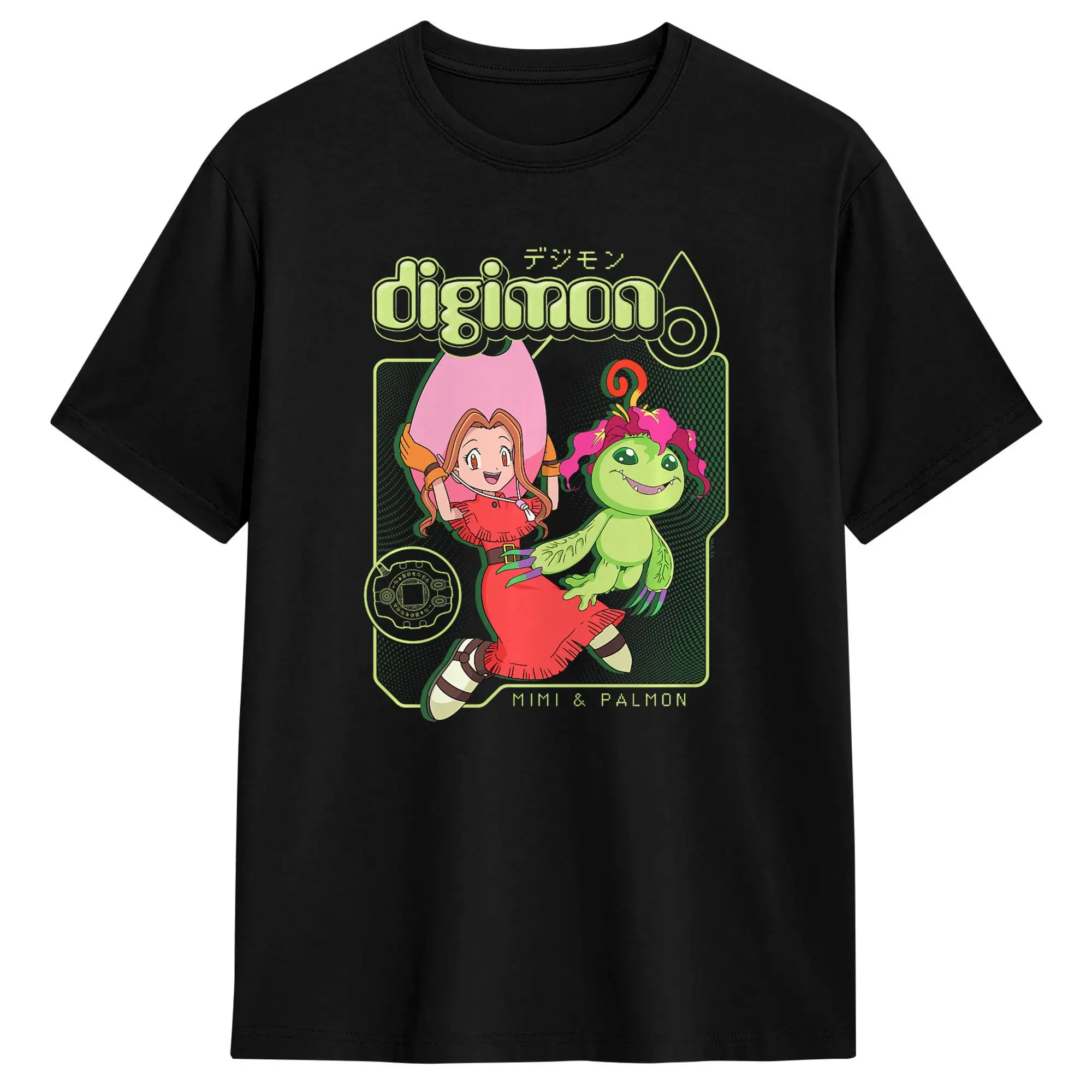Digimon Mimi and Palmon Y2K Frame Digital Monsters (2) T Shirt for Men Pure Cotton Awesome T-Shirt O Neck Tees Short Sleeve Tops