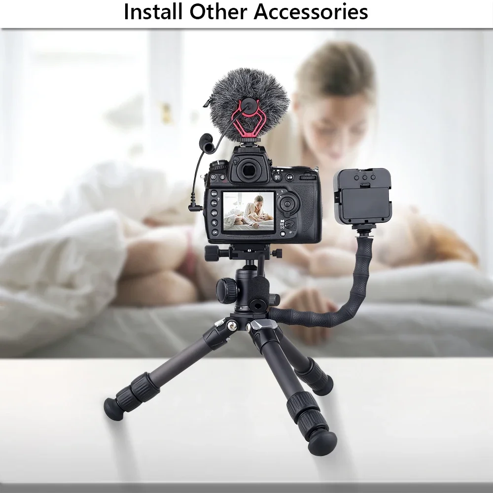 EVUMO MT5C Portable Mini Tripod Profesional Carbon Fiber Stand Live Video Recording For Universal SLR Camera Phone Max Load 10kg