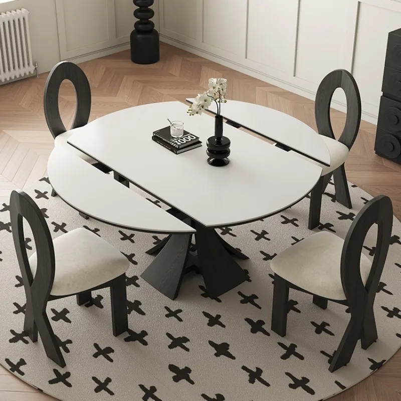 Round solid wood dining table and chairs