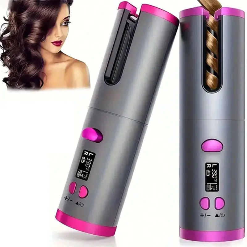 【ORNAMENT】Portable Cordless Automatic Hair Curler With Rotating Barrel, Intelligent Temperature Control