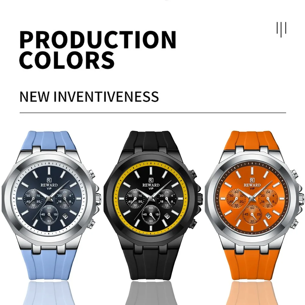 

REWARD 83966M Montres Hommes Luxury Fashion Quartz Watch Waterproof Luminous Calendar Chronograph Watches for Men Reloj Hombre