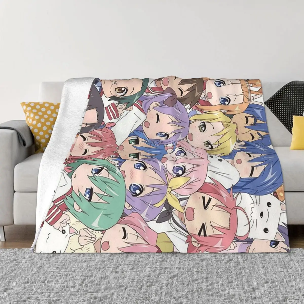 Lucky Star Anime Lucky Star Anime Blanket Soft Warm Flannel Throw Blanket Bedspread for Bed Living room Picnic Travel Home Couch
