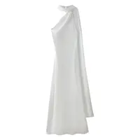 VEITCHE Elegant Women's Soft Silk Satin Long Dress Halter Backless Sleeveless Maxi Dresses Summer Lady Long Ribbon Party Gowns - Image 4