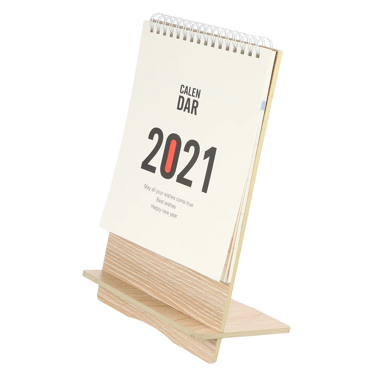 나무 스탠드 달력 2021 미니 테이블 데스크탑 플래너 두꺼운 보드 부드러운 종이 전화 홀더 다기능 사무실 장식