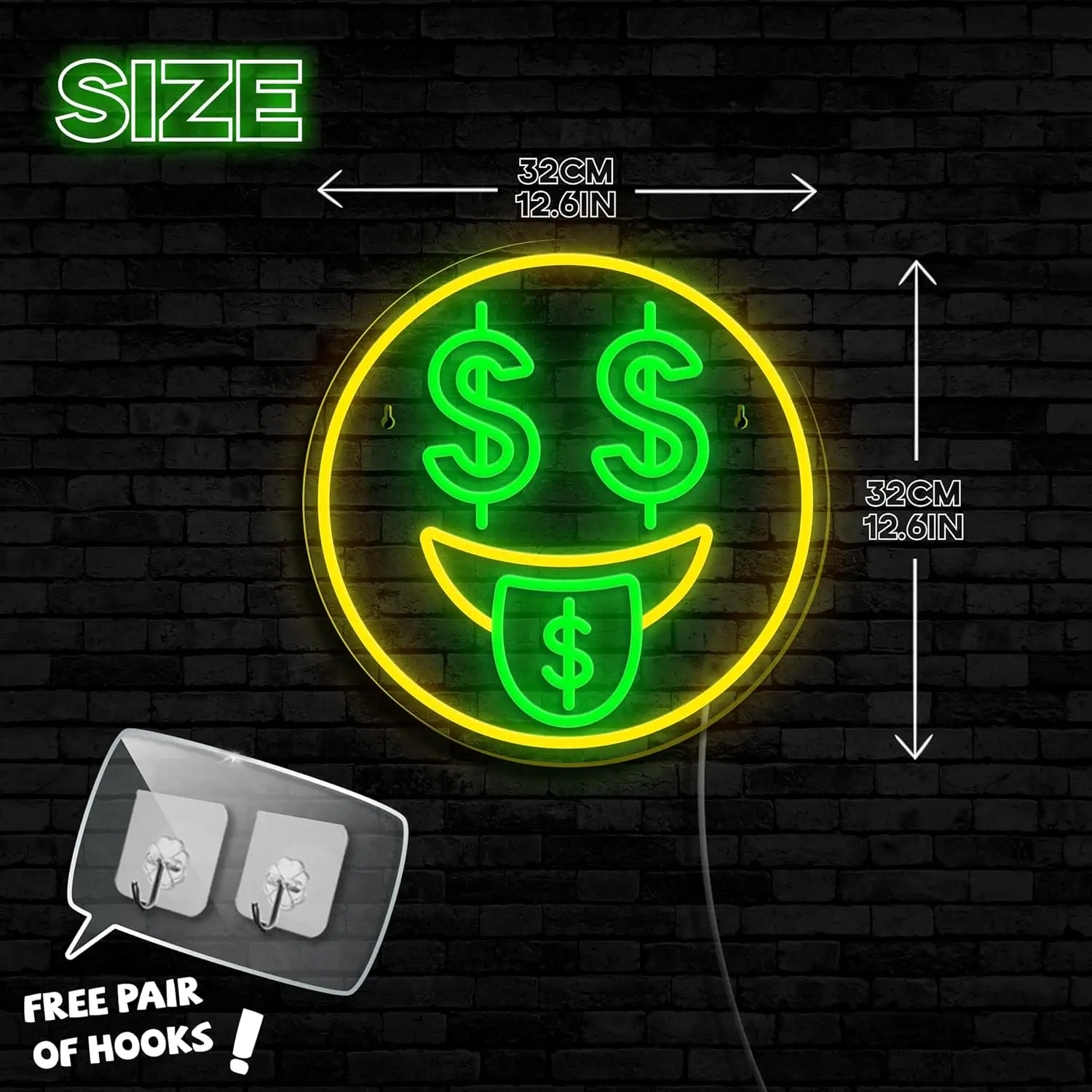 Cash Dollar Face USB Powered Led Neon Sign Dimmable Neon Light Wall Decor For Room Decor Party Handmade Gift Pub Game Room