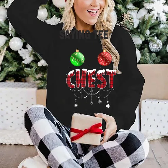 Chest Nuts Christmas Pullower Sweater T-Shirt Matching Couple Chestnuts Cotton Sweatshirt Saying Tee Long Sleeve Tops Cool Gift