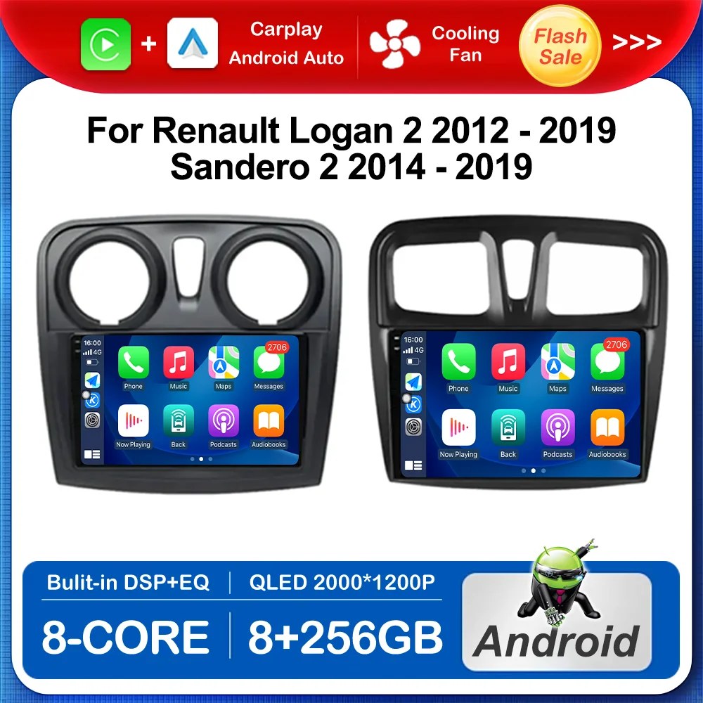 

for Renault Logan 2 2012 - 2019 Sandero 2 2014 - 2019 Car Radio Intelligent System Multimedia Player Bluetooth GPS Navi WiFi 4G