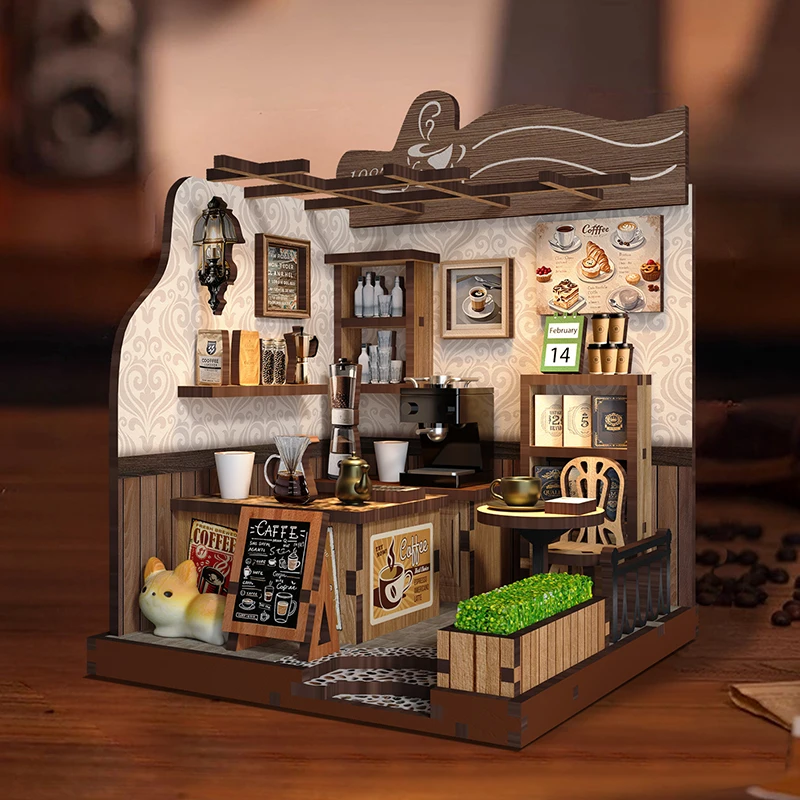 

DIY Wooden Miniature Building Kits Left Bank Study Room Cottage Doll Houses With Furniture Casa Dollhouses for Friends Gifts