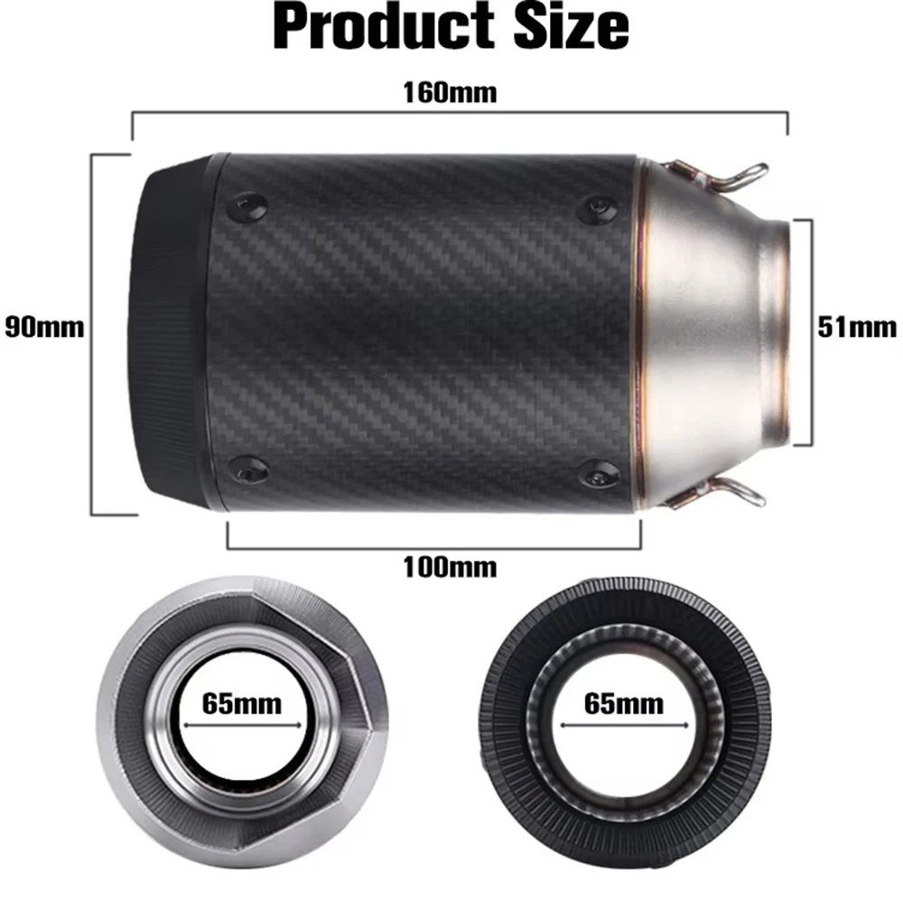 Universal Motorcycle Exhaust CNC Carbon Fiber Escape Muffler For Kawasaki Z900 FZ6 RC390 S1000XR image 2