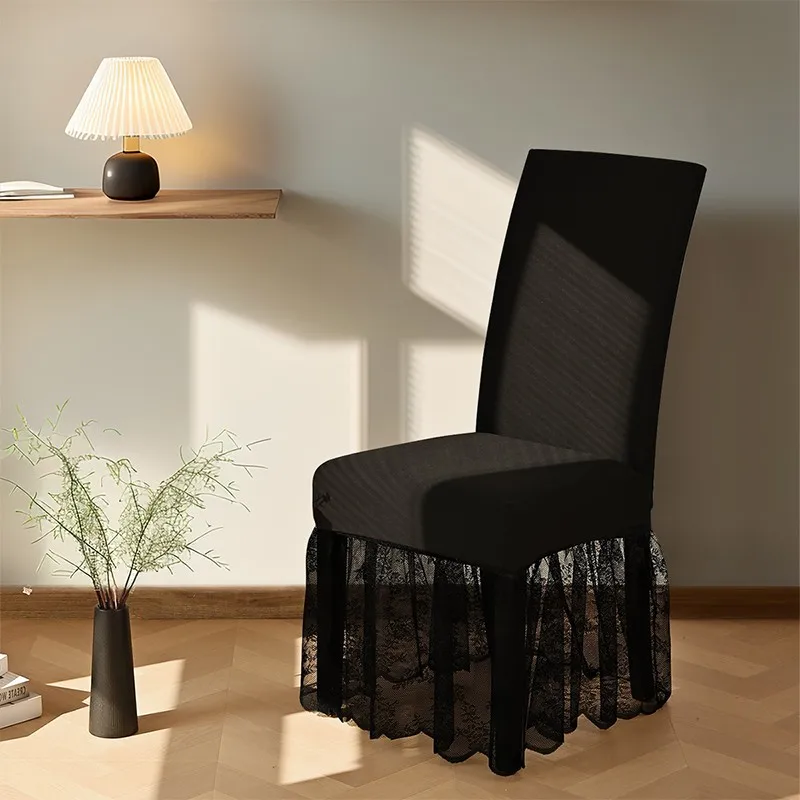 Milk Silk Fabric Chair Cover Lace Trim Skirted Dustproof Seat Protector Elastic Short Skirt Chair Cover Anti-Stain Stool Cover