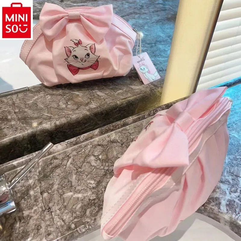 MINISO 2024 new Disney cartoon Mary cat cosmetic bag multifunctional storage portable clutch bag