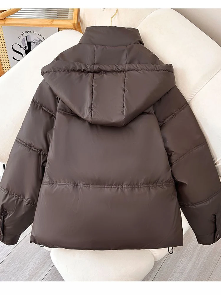 Winter Waterproof Parka PU large size Loose Detachable Hooded Leather Jacket for Women thick Warm Windbreaker Outerwear