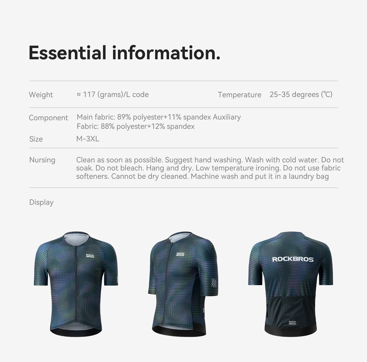 ROCKBROS Sommer-Radtrikot Leichtes Hochelastisches Oberteil Atmungsaktives Schnelltrocknendes Kurzarm-Trikot Herren-Radsportbekleidung – Detail 3