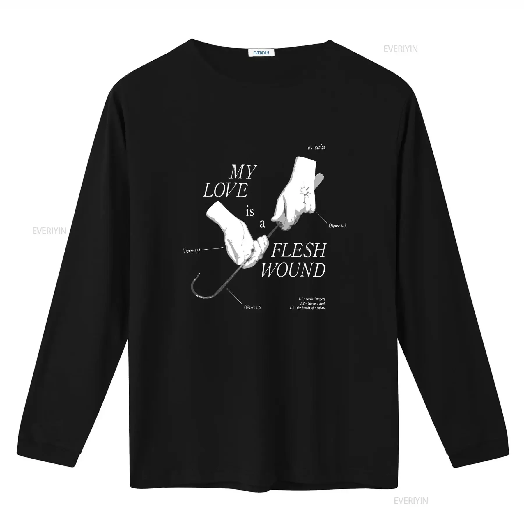 2024 Ethel Cain My Love Is a Flesh Wound Black T Shirt Gothic Occult Imagery Hook Print Sizes S 5XL GO498 vintage Washed