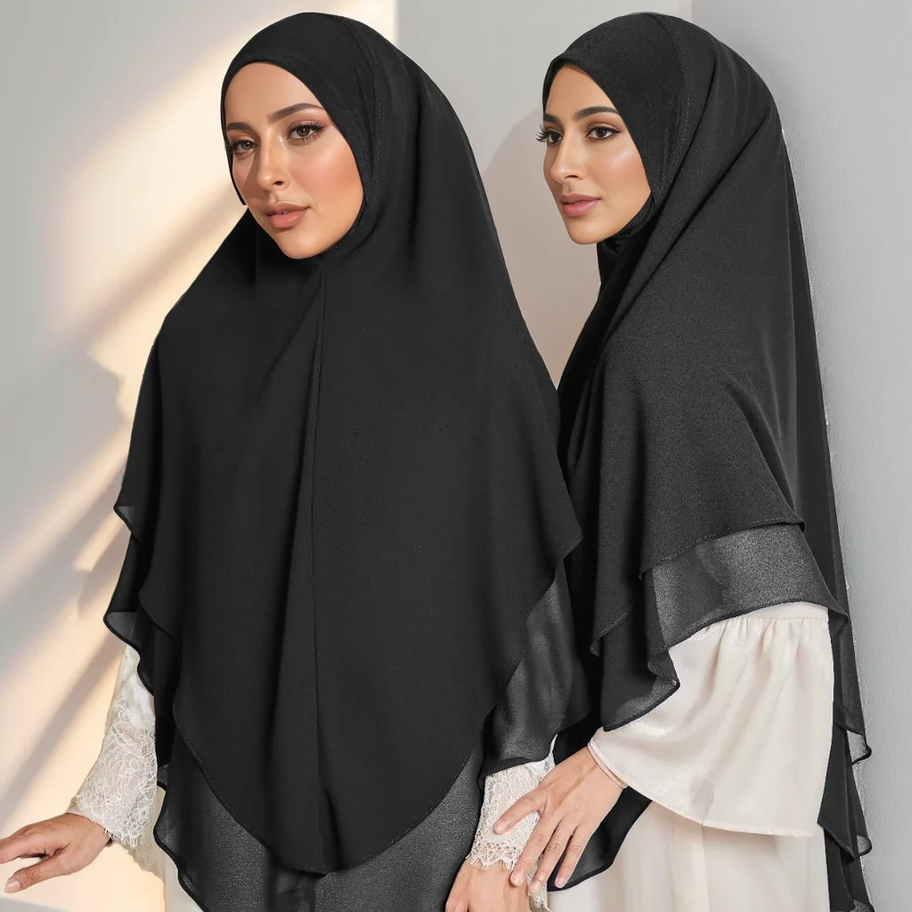 1pc Frauen Chiffon Instant Hijab Schal doppels chichtige große Größe Abaya Hijabs