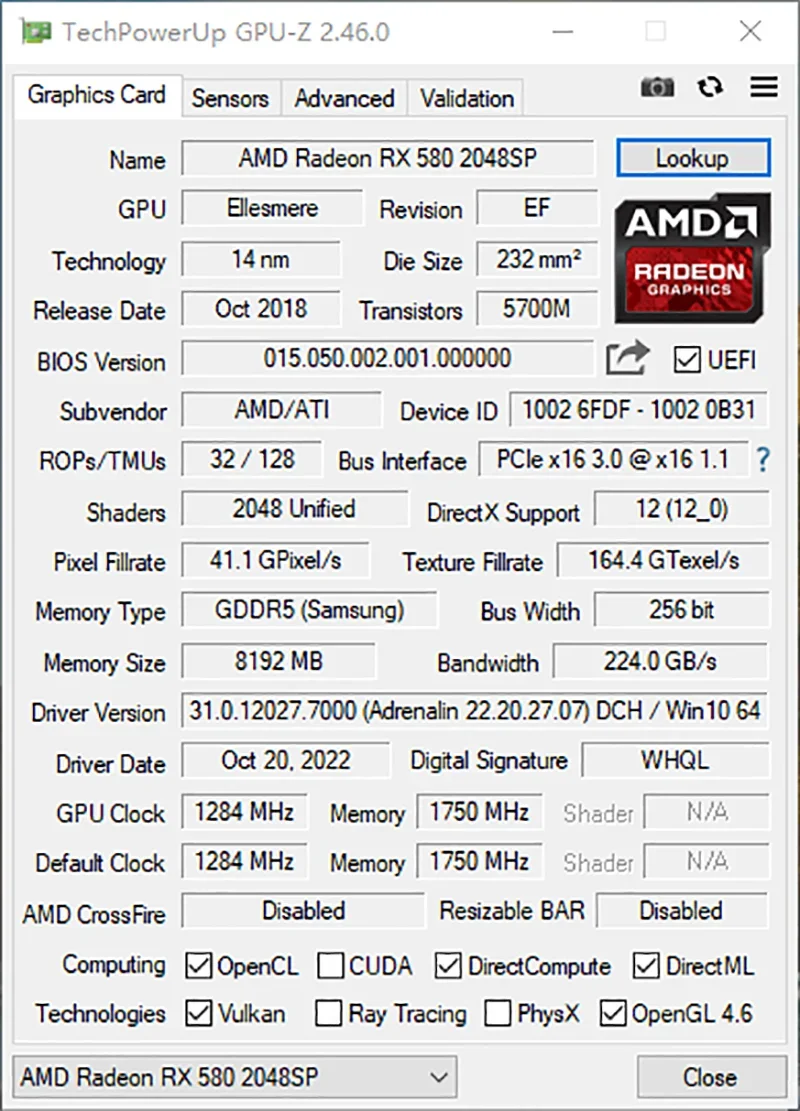 MLLSE Performance-Segment Graphics Card AMD Radeon RX 580 8GB 2048SP Placa De Video GDDR5 256-bit PCI Express 3.0 ×16 Gaming GPU