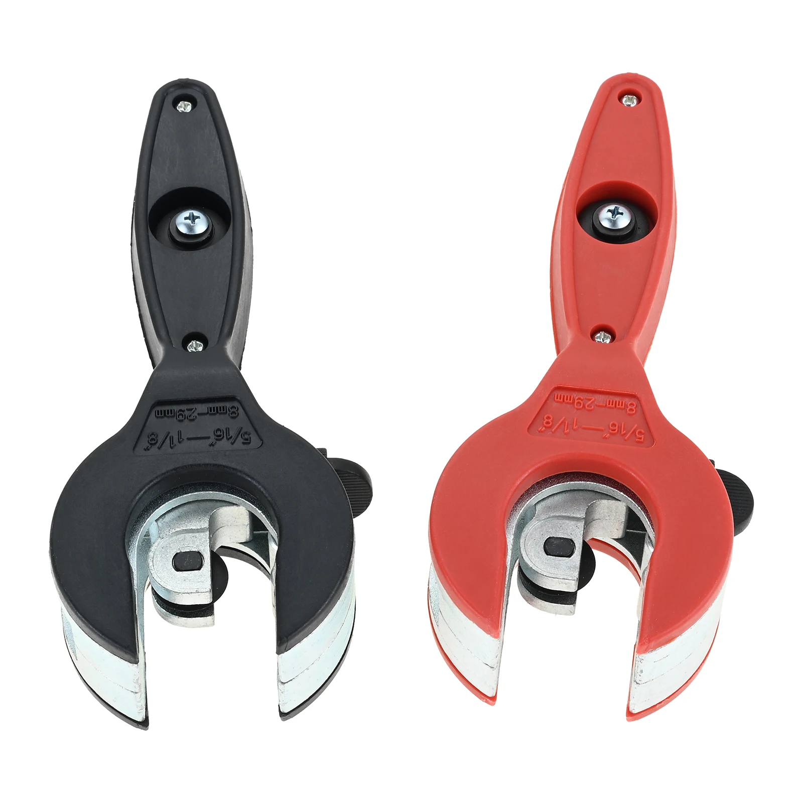 2 in 1 Ratcheting Tubing Cutter Adjustable Cutter Tool for 5/16" To 1-1/8" Tubing HAVC Repair Tool Copper Pipe Cutter Black/red