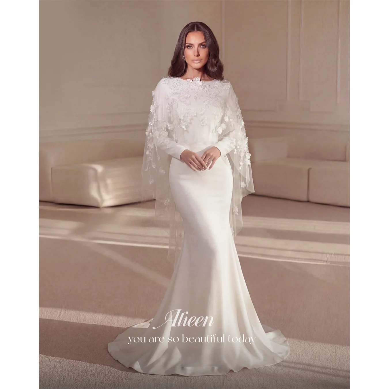 

Aileen Crepe High Neck White Mermaid Evening Dress 2026 Prom Dress Elegant Wedding Party Women Customized Robes de Soirée