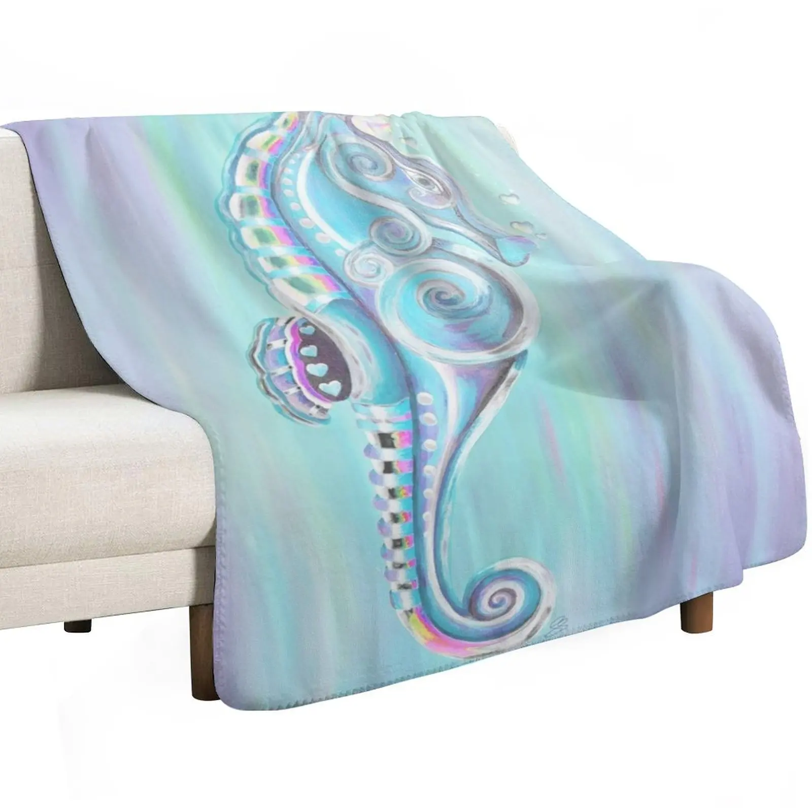 Unicorn Blue Seahorse Throw Blanket Furrys Summer Beddings Giant Sofa Vintage Beautifuls warm winter Blankets