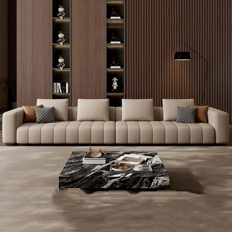 

Foam Luxury Sofa Soft Wood Square Comfortable Designer Modern Sofa Living Room Leather Italian Woonkamer Banken Salon Furniture