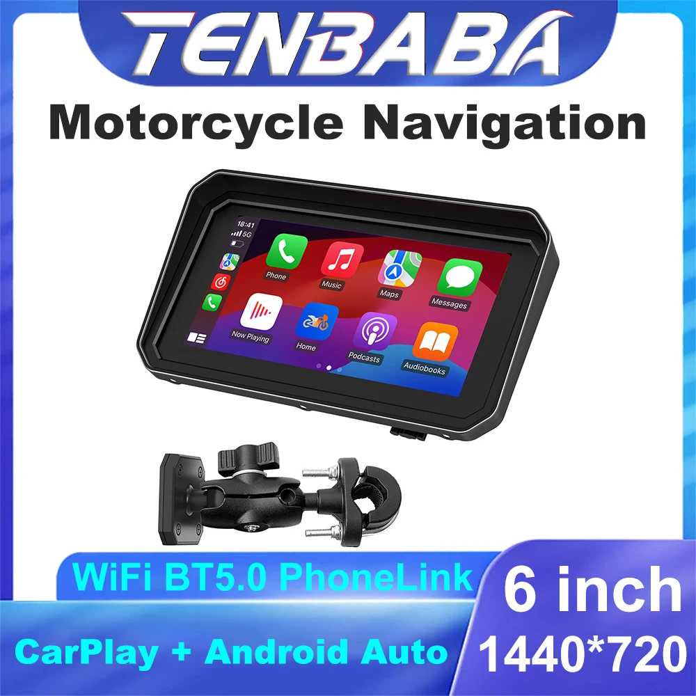 

Motorcycle 6.0 Inch Display Carplay Motorcycle Navigation Portable Digital Dashboard Motorcycle Android Car Waterproof BT Displa