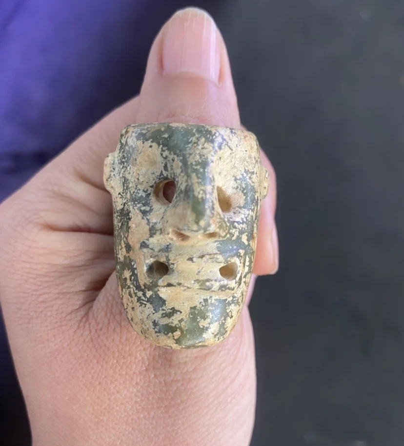 Antique antique old jade finger wrench, jade ring, high ancient jade face ring, old item men's model