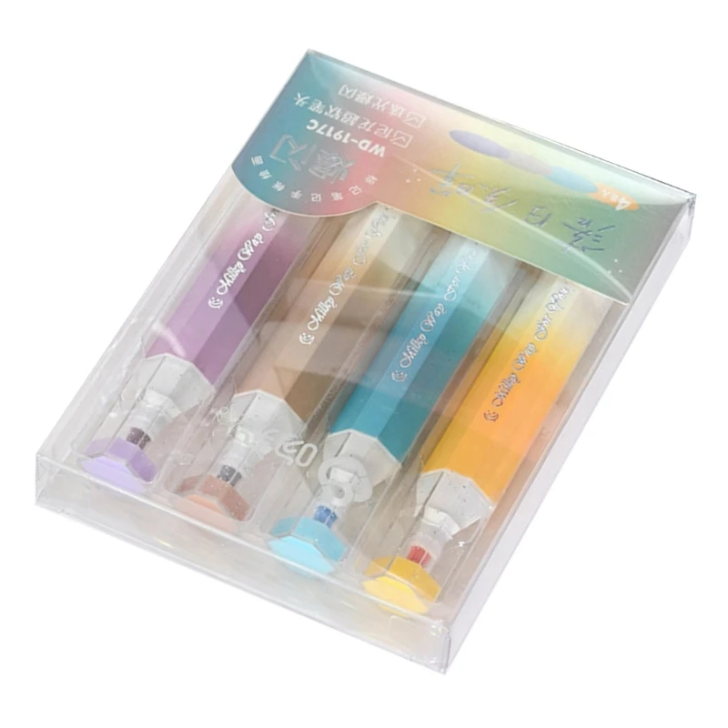 4 Colors Highlighter Pen Inclined Tip Colorful Highlighter for Calendar Journal