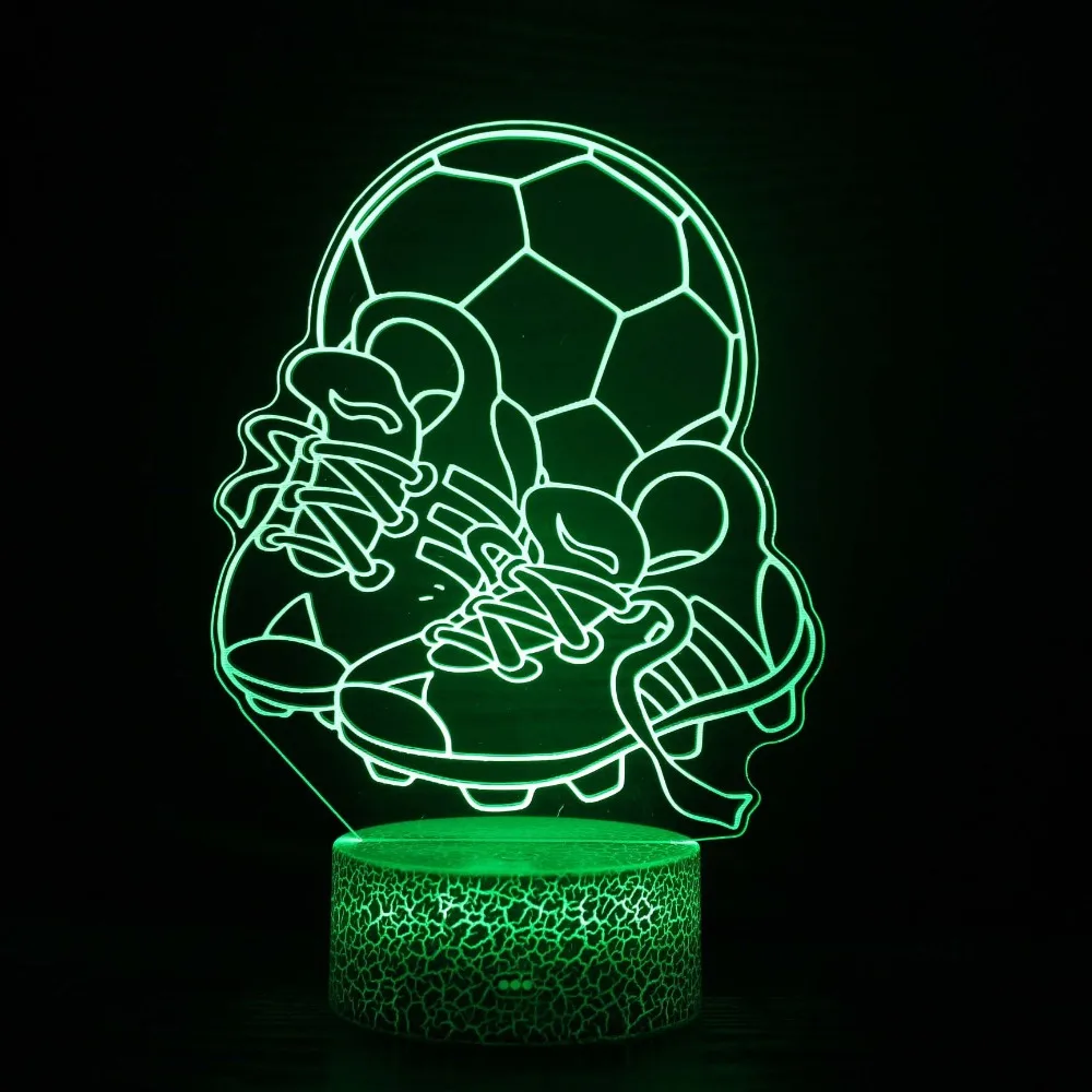 Nighdn 3D Illusion Football Lamp LED Night Light for Kids Room Decor Color Changing Acrylic Soccer Table Lamp Gifts for Boys Men