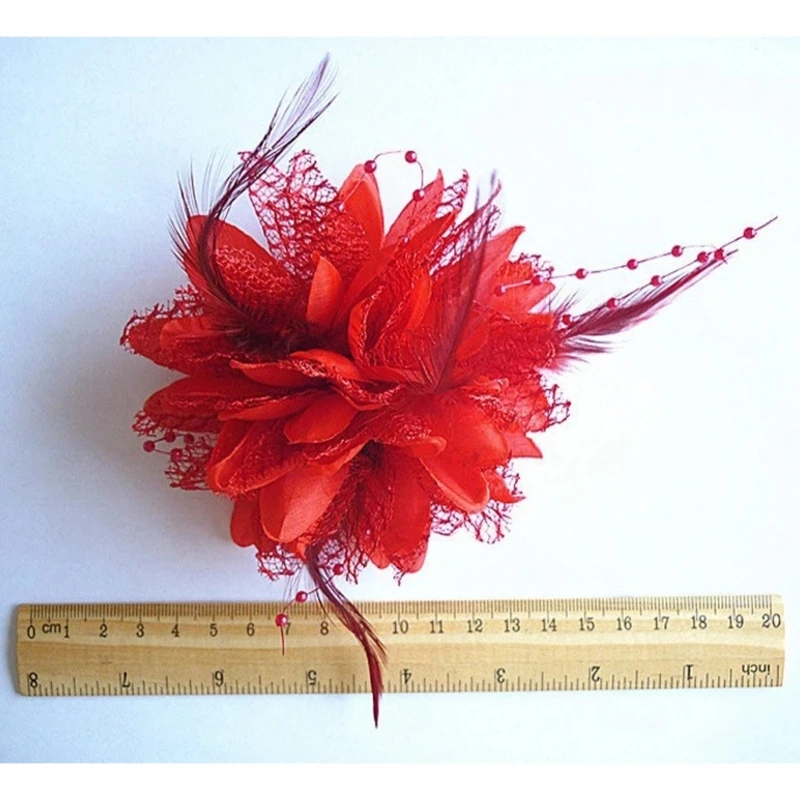 Feathers Flower Hair Accessories Wedding Party Floral Mesh Veil Headband Hairpin