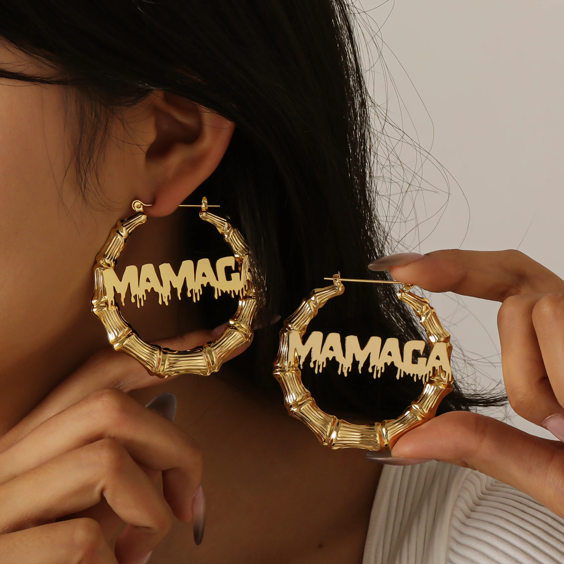 

Custom Name Earrings 2025 New 18K Gold Plated Stainless Steel Round Shape Hip Hop Style Personalized Anniversary Gift for Women