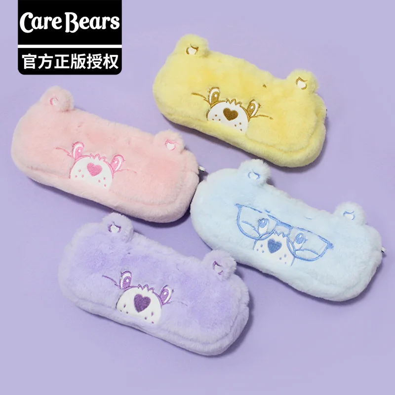 

Genuine Cartoon Rainbow Bear Care Bears Plush Embroidered Pencil Case Large Capacity Stationery Box Pencil Case Cosmetic Bag